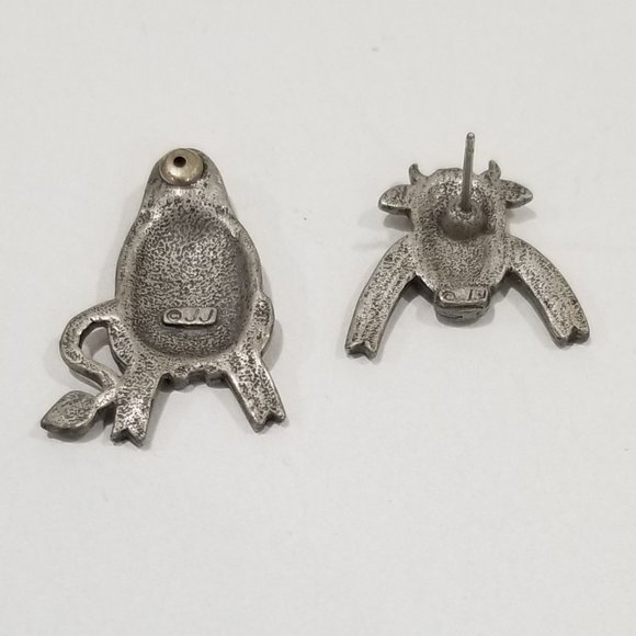 Jonette Jewelry Company - Pewter single stud earring - 2 piece dangling cow - Picture 8 of 13